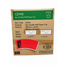 8OZ DOUBLE WALL CUPS RED 500 PCS X CTN