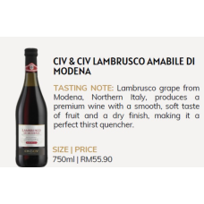 CIV & CIB LAMBRUSCO AMABILE DI MODENA (750ML/BTL)