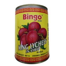 BINGO LYCHEE IN SYRUP 565GM X TIN